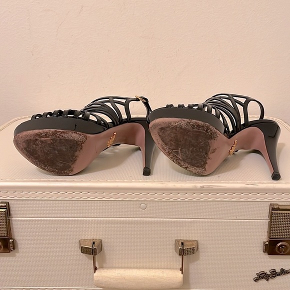 Prada Black Patent Leather Caged Platform Heels - Picture 8 of 16